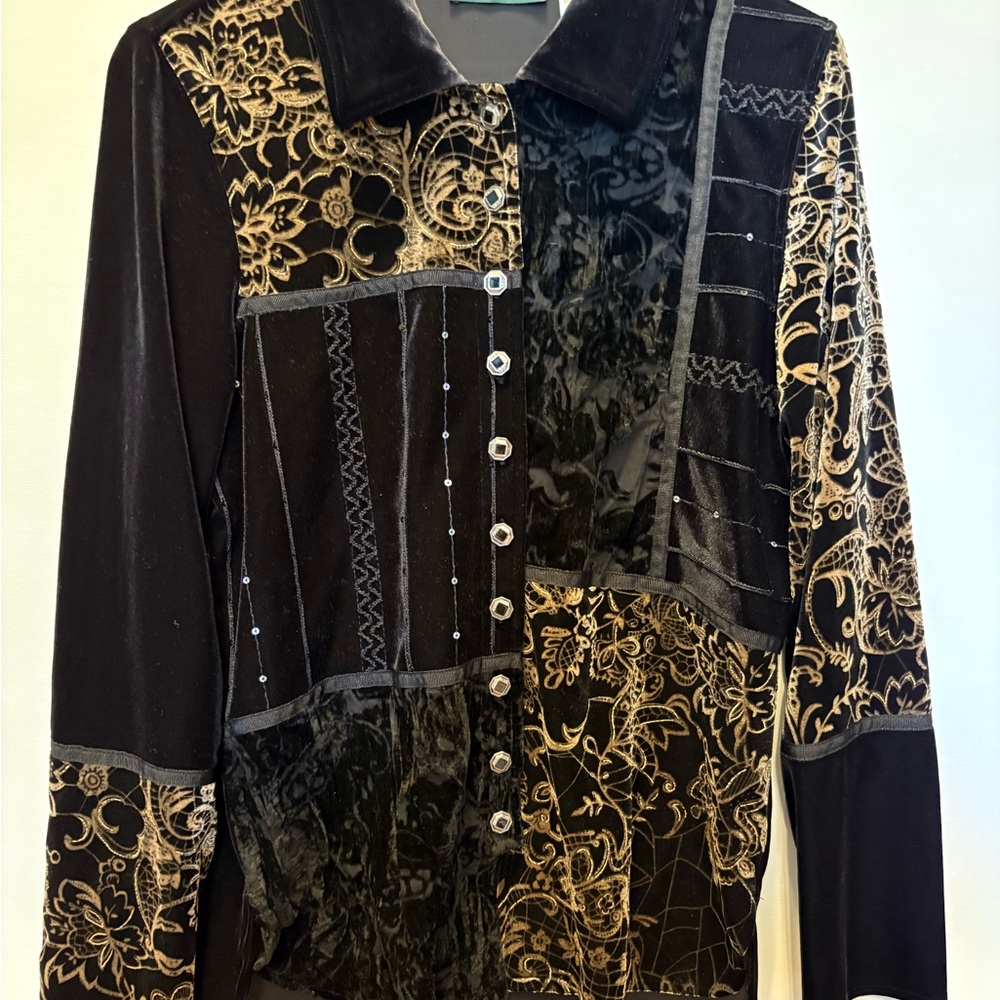 Harve Benard Black Velvet Shirt